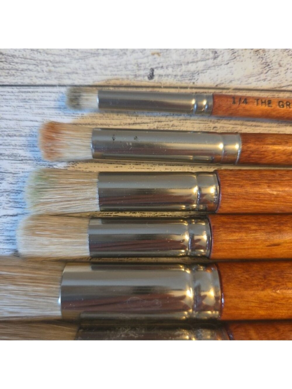 6 Stencil Brush Set The Great Wall 4 and 2 Used 5"-6" Long Handles - Picture 3 of 9
